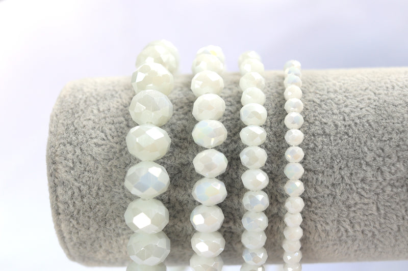 Chalk White AB Donut Beads #3ab