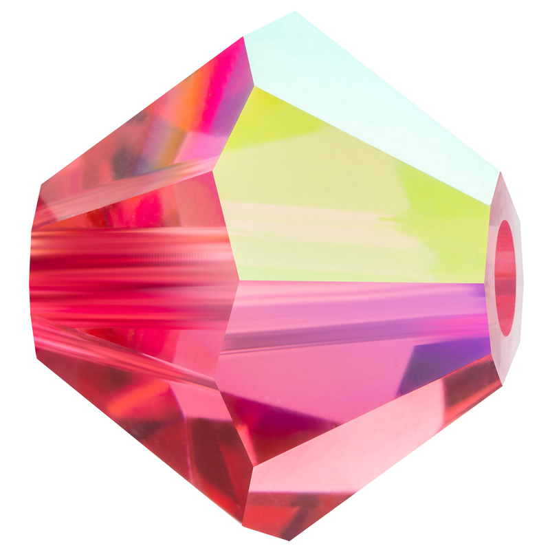 Preciosa Rondelle Beads - Indian Pink AB