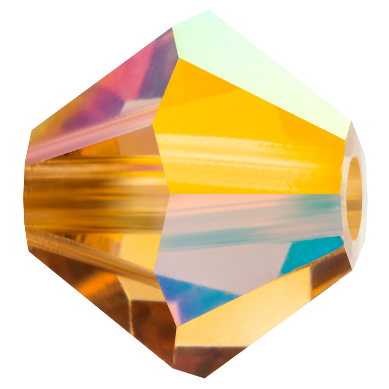 Preciosa Rondelle Beads - Light Colorado Topaz AB