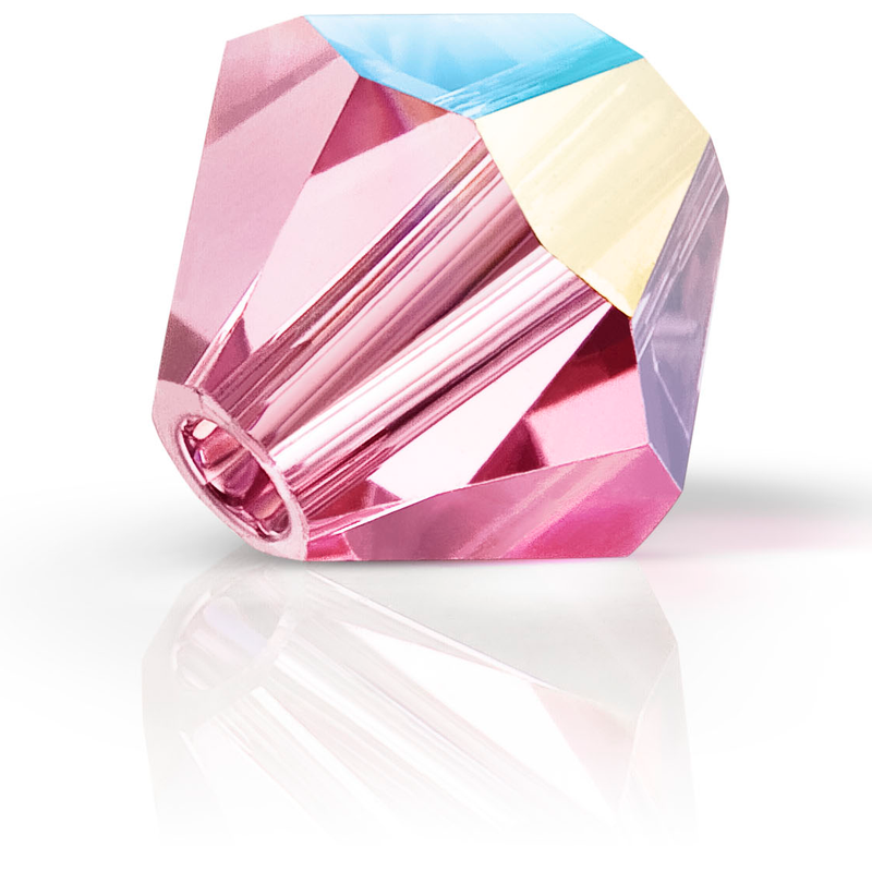 Preciosa Rondelle Beads - Rose Glitter