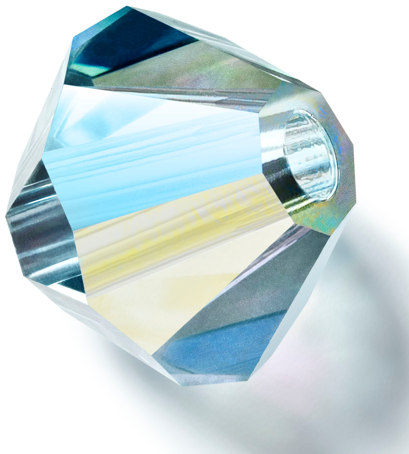 Preciosa Rondelle Beads - Silver Aquamarine AB